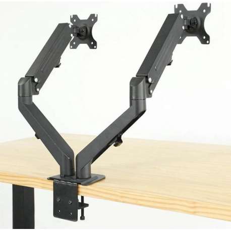 NÖRDIC AG6-42 Monitorarm tafelsteun met gasveer en schermbevestiging voor dubbele monitoren, 17 "-27", aluminium en staal, zwart