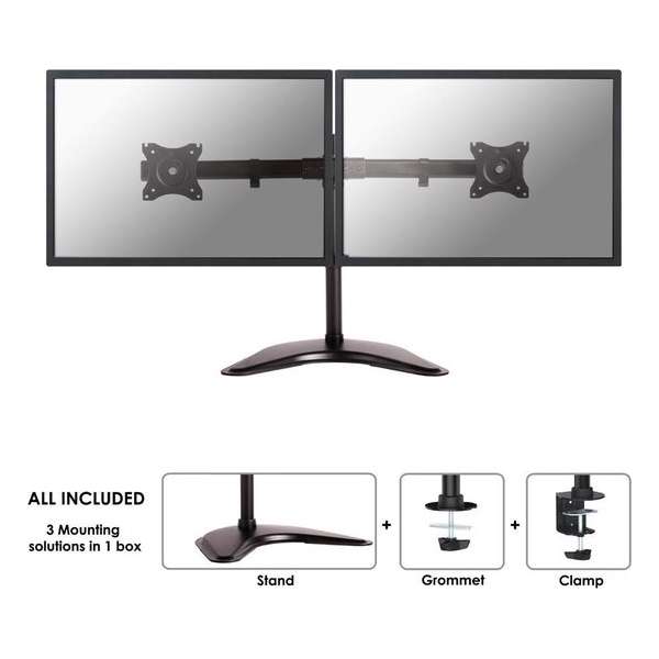 Newstar NM-D335DBLACK - Enkele monitorarm met voet - geschikt voor monitoren t/m 27 inch - Zwart