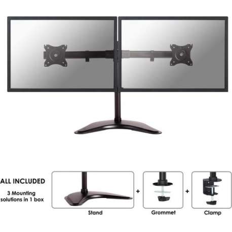 Newstar NM-D335DBLACK - Enkele monitorarm met voet - geschikt voor monitoren t/m 27 inch - Zwart