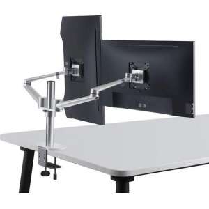 Monitorarm - Dubbel - OPUS 2 - Style Plus - Aluminium - Kantelbaar - Draaibaar - Geschikt voor beeldschermen tot 27 inch.