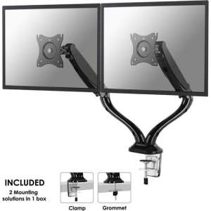 NEWSTAR NM-D500DBLACK - monitorarm met gasveer - geschikt voor 2 monitoren t/m 27" - zwart