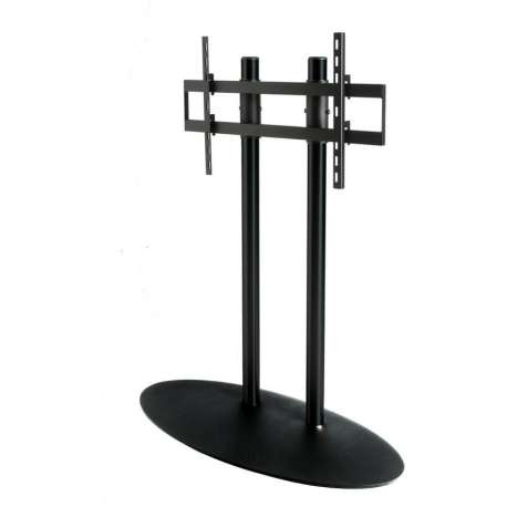 Cavus zwarte vloerstandaard met zwarte ovalen voet voor schermen tot 70 inch - 120 cm hoog
