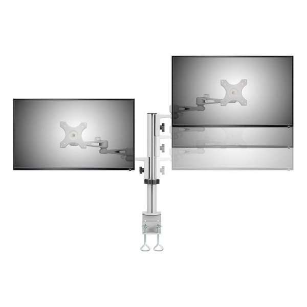 Speaka Professional Sp-Dual-Arm 2-Voudig Monitor-Tafelbeugel 33 0 Cm (13) - 68 6 Cm (27) Kantelbaar En Zwenkbaar Roteerbaar