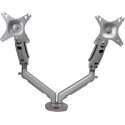 DESQ® |Dubbele Monitorarm|Gasveer|Onafhankelijk in te stellen| Max 17 Kg|Zilver