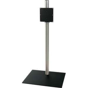 Cavus RVS vloerstandaard met zwarte rechthoekige voet voor schermen tot 55 inch - 100 cm hoog