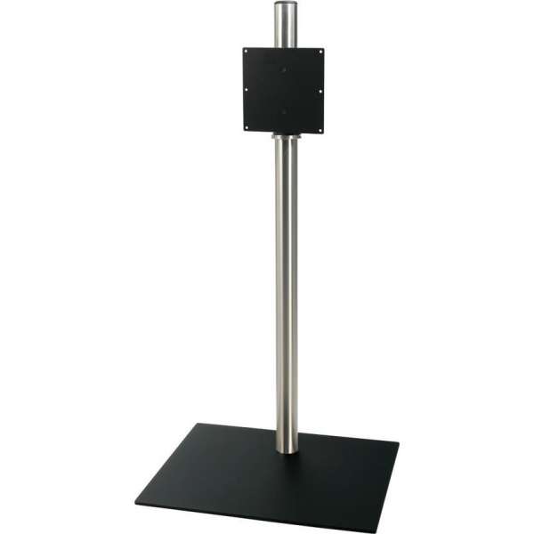 Cavus RVS vloerstandaard met zwarte rechthoekige voet voor schermen tot 55 inch - 100 cm hoog