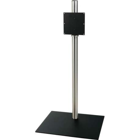 Cavus RVS vloerstandaard met zwarte rechthoekige voet voor schermen tot 55 inch - 100 cm hoog