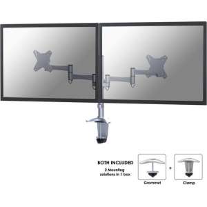 NewStar FPMA-D1330DSILVER - draai- en kantelbare monitorarm - geschikt 2 monitoren t/m 30 inch - zilver