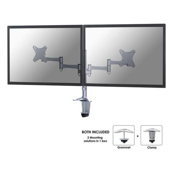 NewStar FPMA-D1330DSILVER - draai- en kantelbare monitorarm - geschikt 2 monitoren t/m 30 inch - zilver
