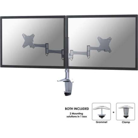 NewStar FPMA-D1330DSILVER - draai- en kantelbare monitorarm - geschikt 2 monitoren t/m 30 inch - zilver