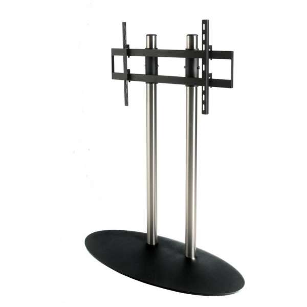 Cavus RVS vloerstandaard met zwarte ovalen voet voor schermen tot 70 inch - 100 cm hoog