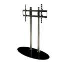 Cavus RVS vloerstandaard met zwarte ovalen glazen voet voor schermen tot 70 inch - 100 cm hoog