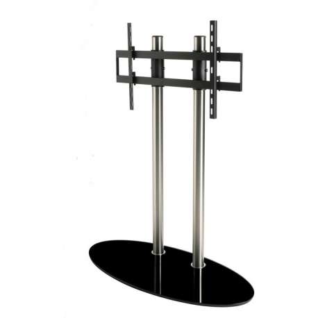 Cavus RVS vloerstandaard met zwarte ovalen glazen voet voor schermen tot 70 inch - 100 cm hoog