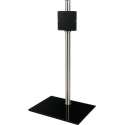Cavus RVS vloerstandaard met rechthoekige zwarte glazen voet voor schermen tot 55 inch - 100 cm hoog