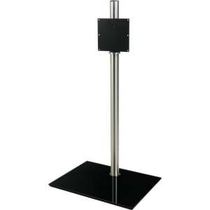 Cavus RVS vloerstandaard met rechthoekige zwarte glazen voet voor schermen tot 55 inch - 100 cm hoog