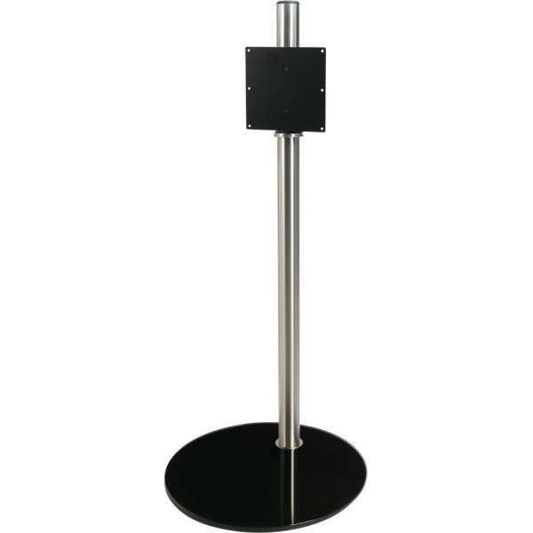 Cavus RVS vloerstandaard met ronde zwarte glazen voet voor schermen tot 55 inch - 100 cm hoog