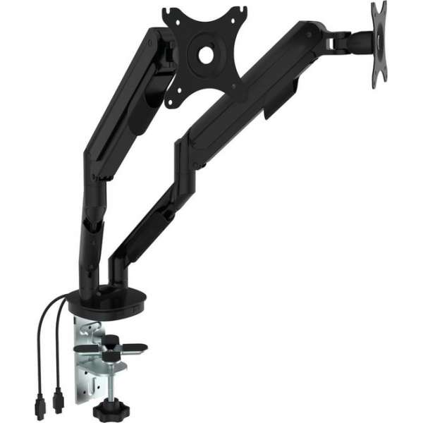 Dubbele monitorarm incl. USB poorten zwart Dubbele monitorarm incl. USB poorten zwart