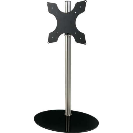 Cavus RVS vloerstandaard met ovalen zwarte glazen voet voor schermen tot 55 inch - 120 cm hoog