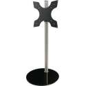 Cavus RVS vloerstandaard met ronde zwarte glazen voet voor schermen tot 55 inch - 150 cm hoog