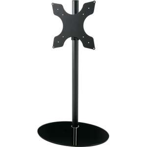 Cavus zwarte vloerstandaard met ovalen zwarte glazen voet voor schermen tot 55 inch - 150 cm hoog