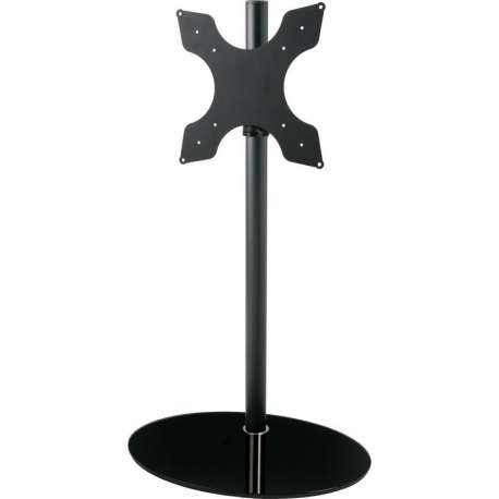 Cavus zwarte vloerstandaard met ovalen zwarte glazen voet voor schermen tot 55 inch - 150 cm hoog