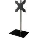 Cavus RVS vloerstandaard met rechthoekige zwarte glazen voet voor schermen tot 55 inch - 100 cm hoog