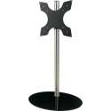 Cavus RVS vloerstandaard met ovalen zwarte glazen voet voor schermen tot 55 inch - 100 cm hoog