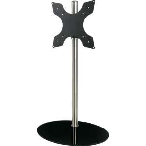 Cavus RVS vloerstandaard met ovalen zwarte glazen voet voor schermen tot 55 inch - 100 cm hoog