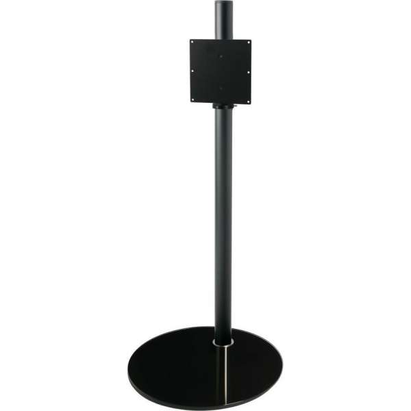 Cavus zwarte vloerstandaard met zwarte glazen voet voor schermen tot 32 inch - 100 cm hoog