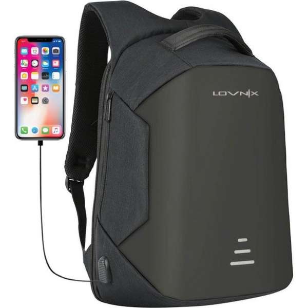 Anti Diefstal Rugzak Inclusief Usb Oplaadstation - Geschikt voor Laptop - Anti Theft en Spat Waterdicht| Lovnix Bag104 | Zwart Anti Diefstal Rugzak Inclusief Usb Oplaadstation - Geschikt voor Laptop - Anti Theft en Spat Waterdicht| Lovnix Bag104 | Zwart