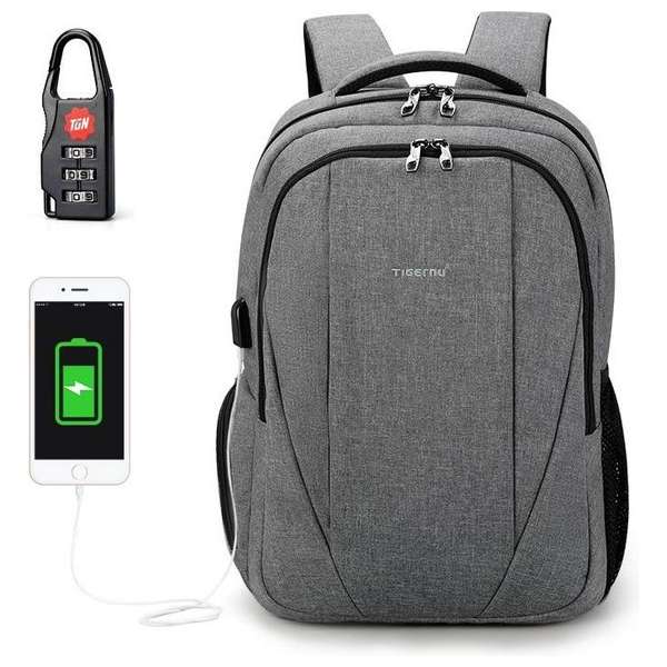TIGERNU LAPTOP RUGZAK ANTI DIEFSTAL CITYLIFE LAPTOPVAK TOT 15,6 INCH - GRIJS TIGERNU LAPTOP RUGZAK ANTI DIEFSTAL CITYLIFE LAPTOPVAK TOT 15,6 INCH - GRIJS